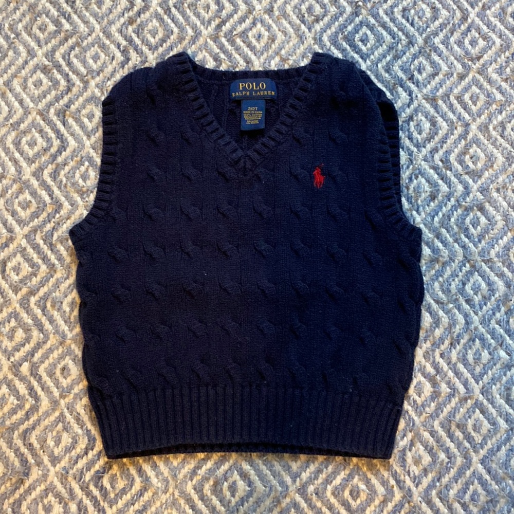Polo Ralph Lauren cotton sweater vest, navy blue